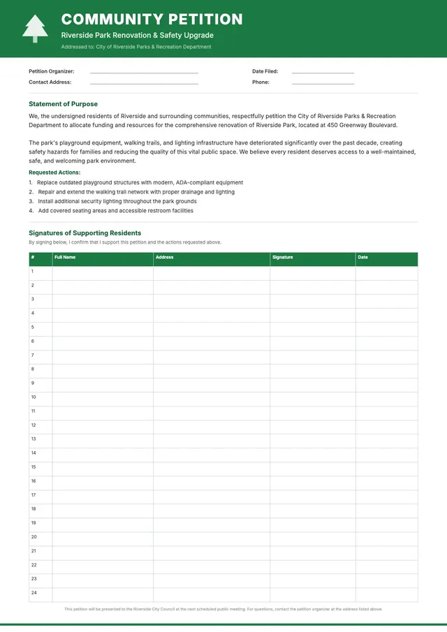 park-renovation-petition form