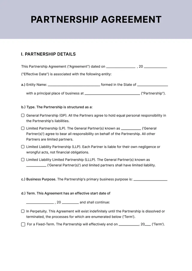 partnership-contract form
