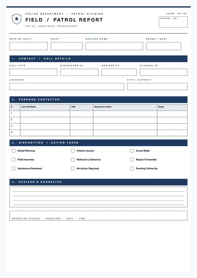patrol-police-report form