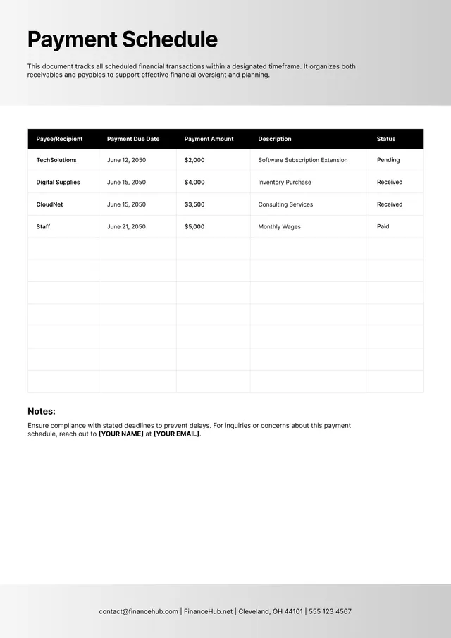 payment-schedule form