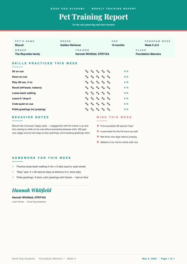 pet-training-report-card form