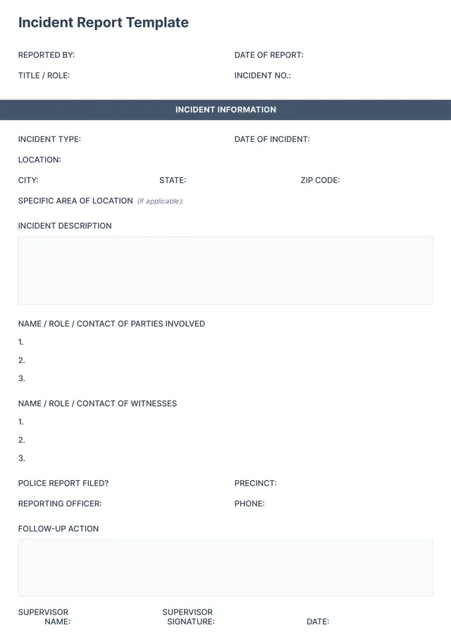 police-incident-report form