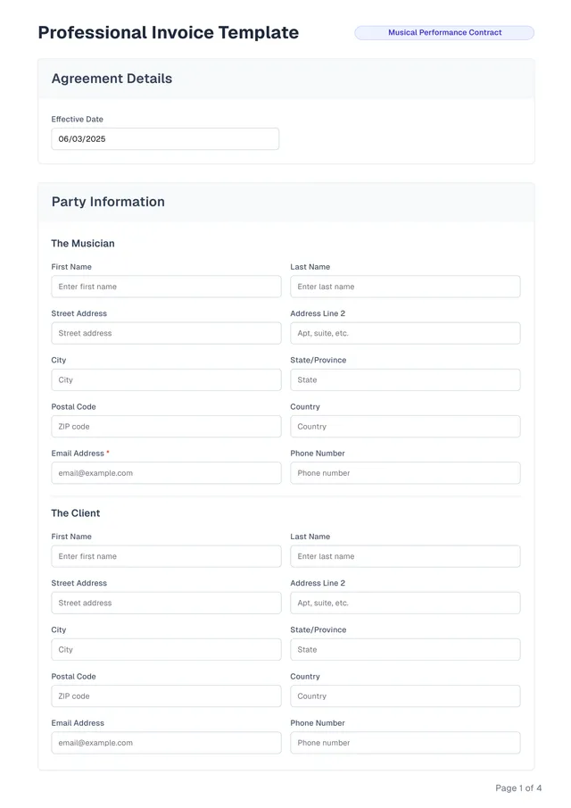 professional-invoice form