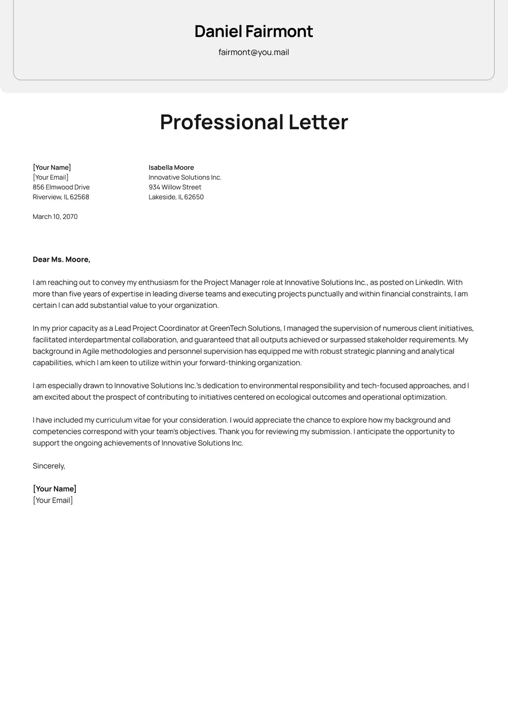 professional-letter form