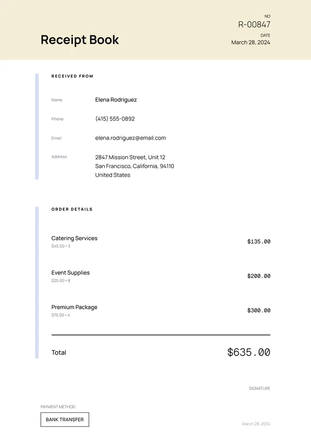 receipt-book form