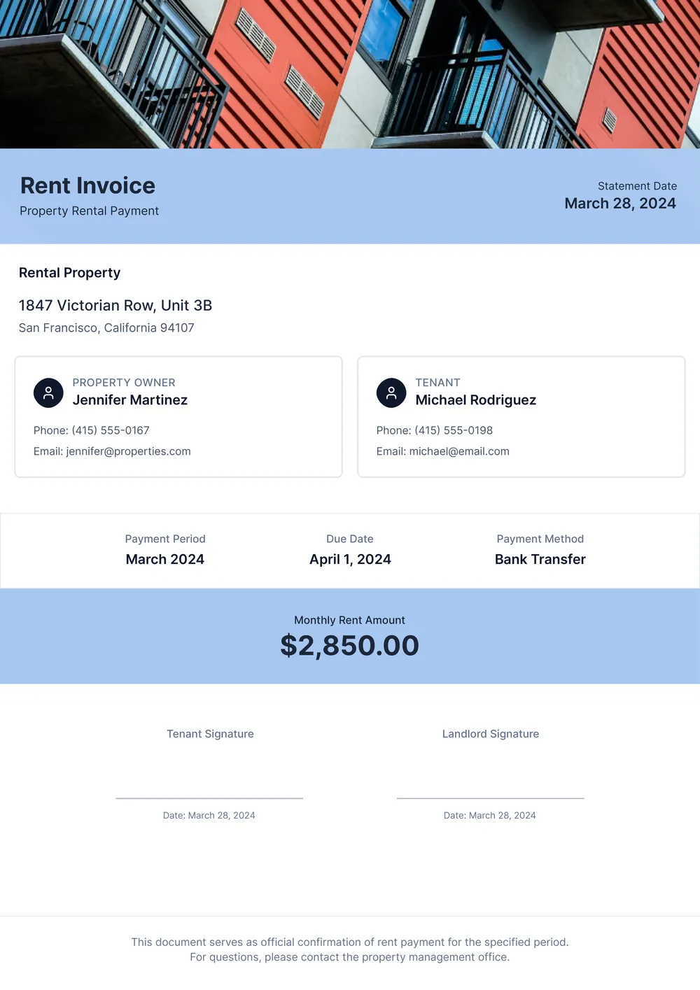 rent-bill form