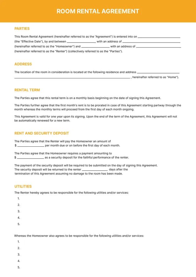room-rental-agreement form