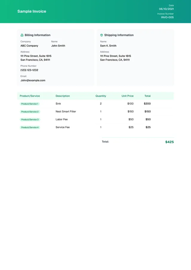 sample-invoice form