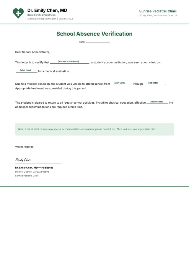 school-absence-doctor-note form
