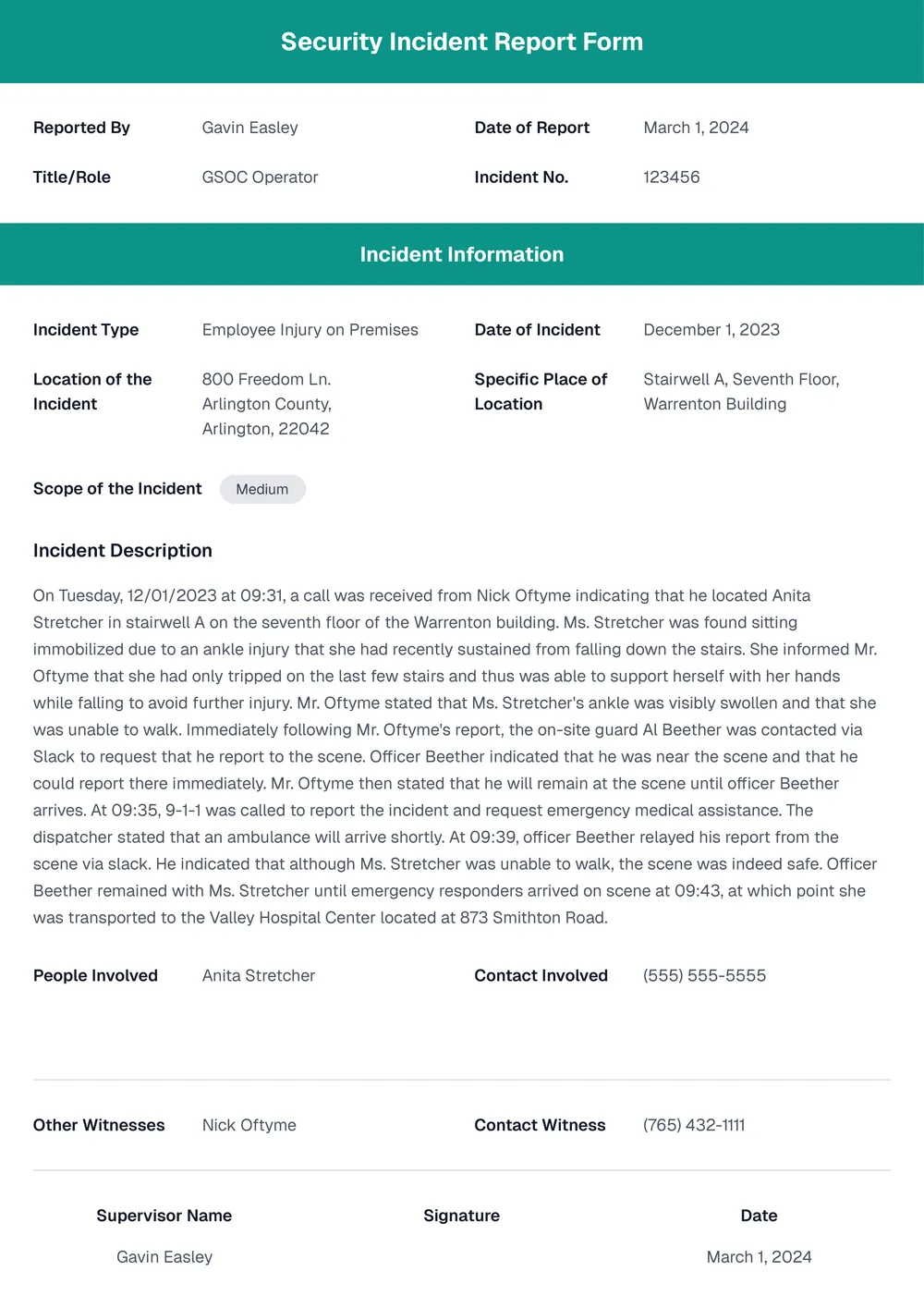 security-incident-report form