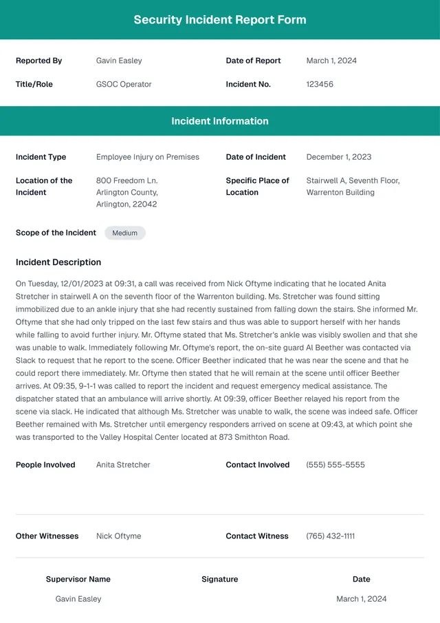 security-incident-report form