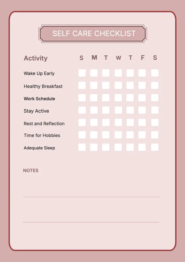 self-care-checklist form