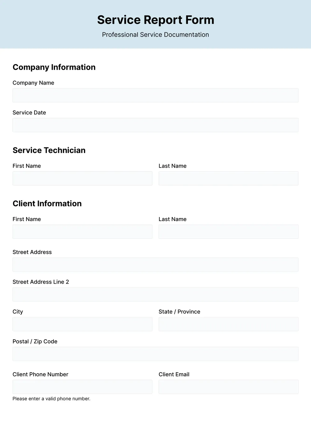 service-report form