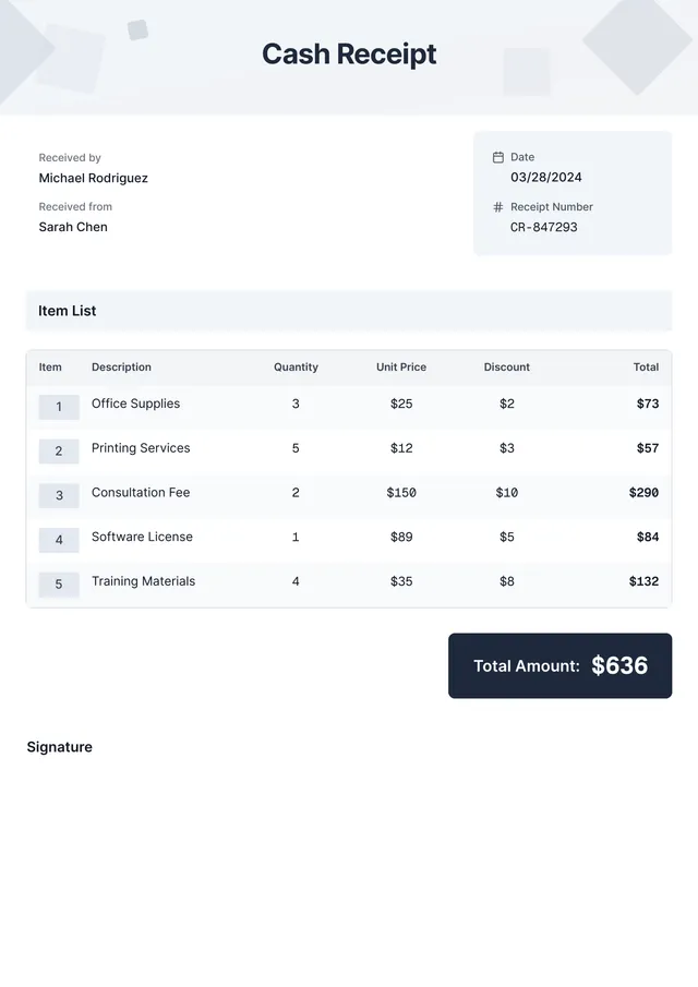 simple-cash-receipt form
