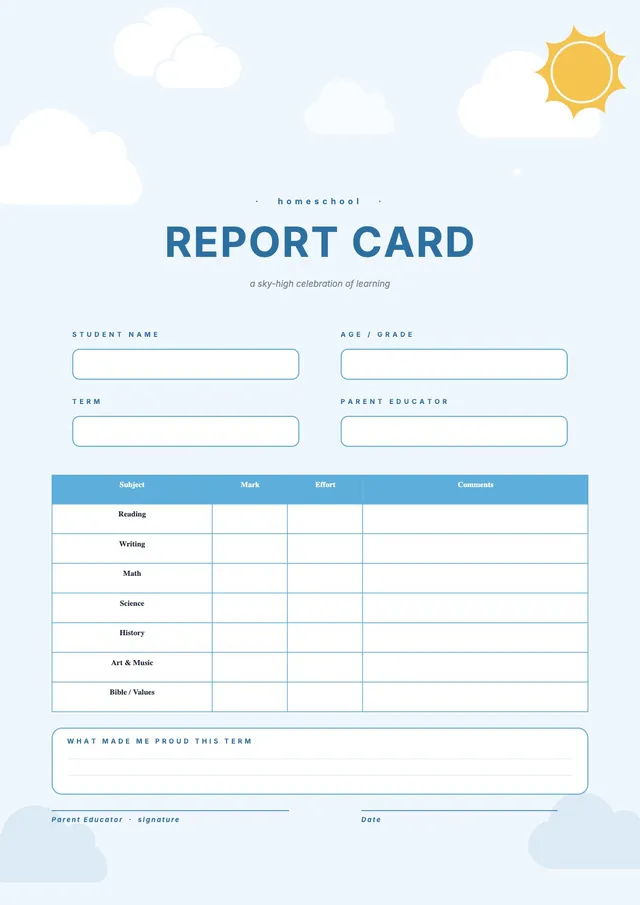 sky-homeschool-report-card form