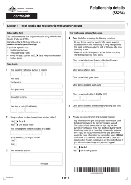 ss284 form