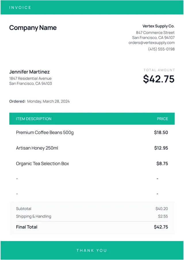 standard-invoice form