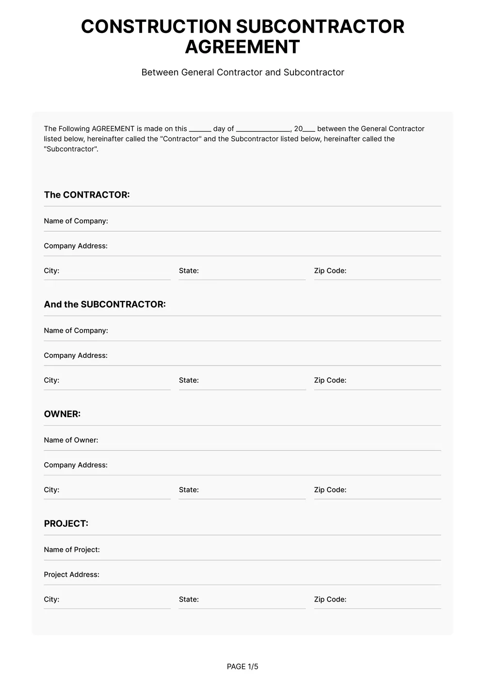 subcontractor-agreement form