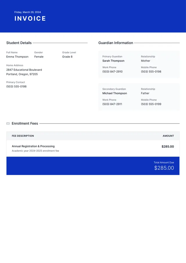 summer-camp-invoice form