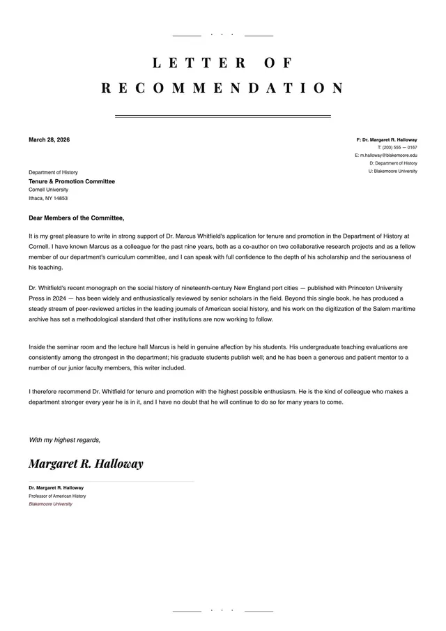 tenure-letter-of-recommendation form