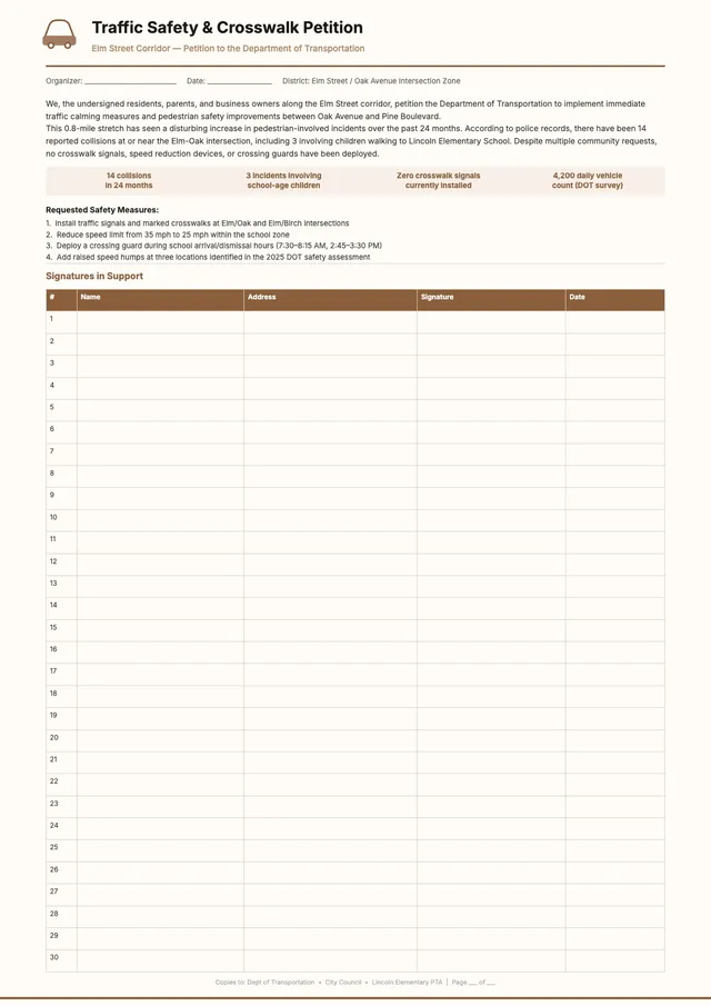 traffic-safety-petition form