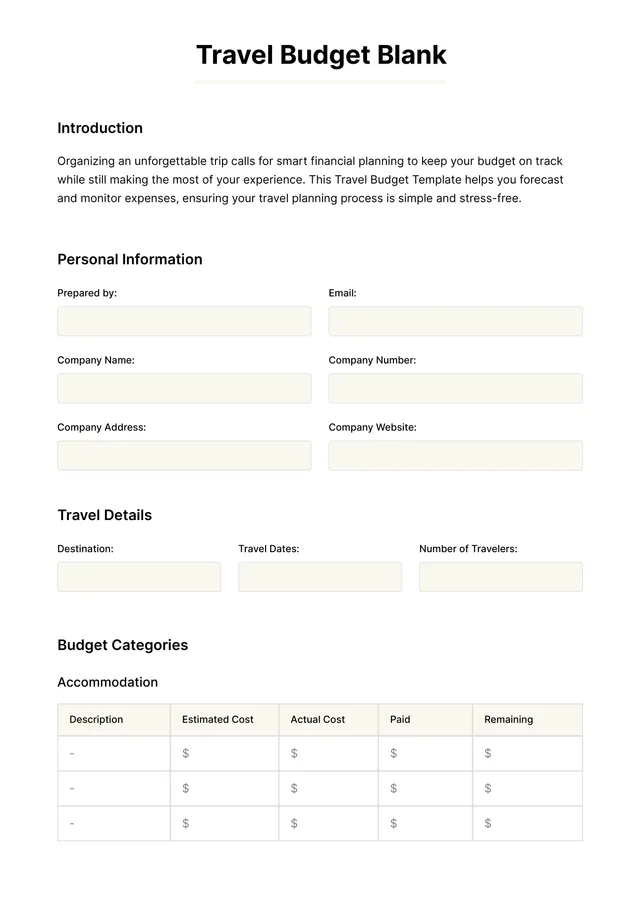 travel-budget form