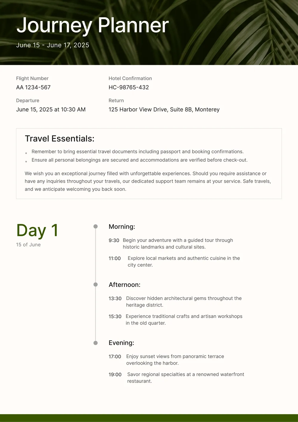 weekly-itinerary form