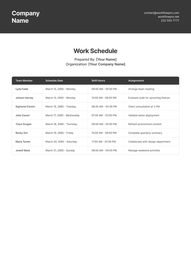 work-schedule form